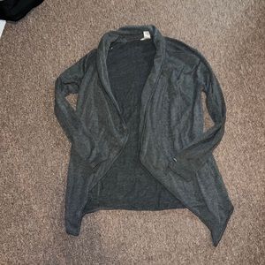 Thick grey cardigan sweater